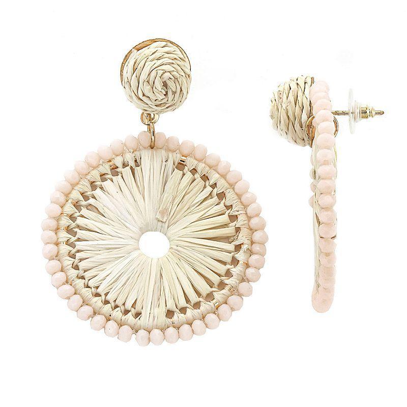 PANNEE BY PANACEA Circle Raffia Wrap Drop Earrings, Womens, Ivory Product Image