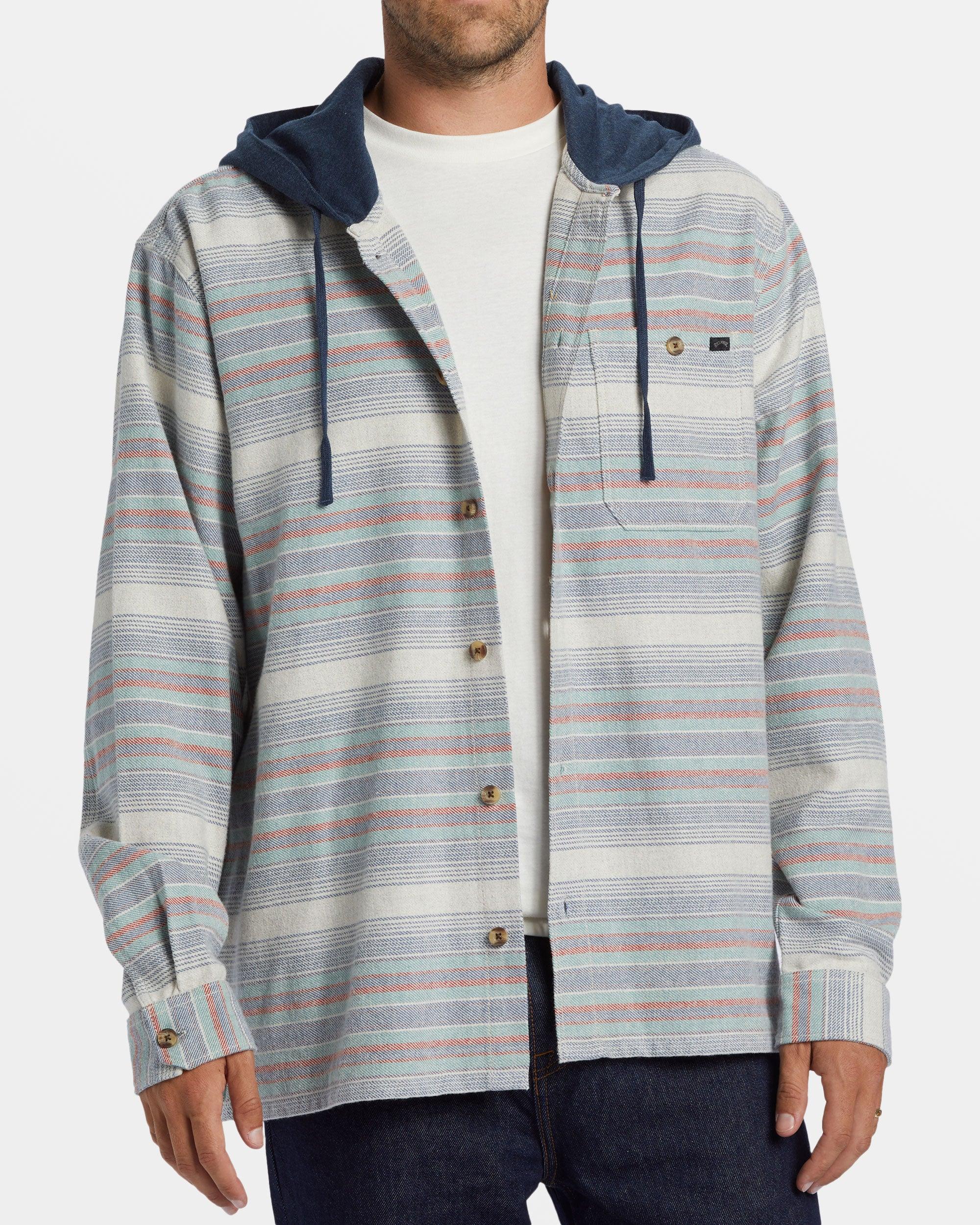 Baja Hooded Long Sleeve Flannel Shirt - Slate Blue Male Product Image