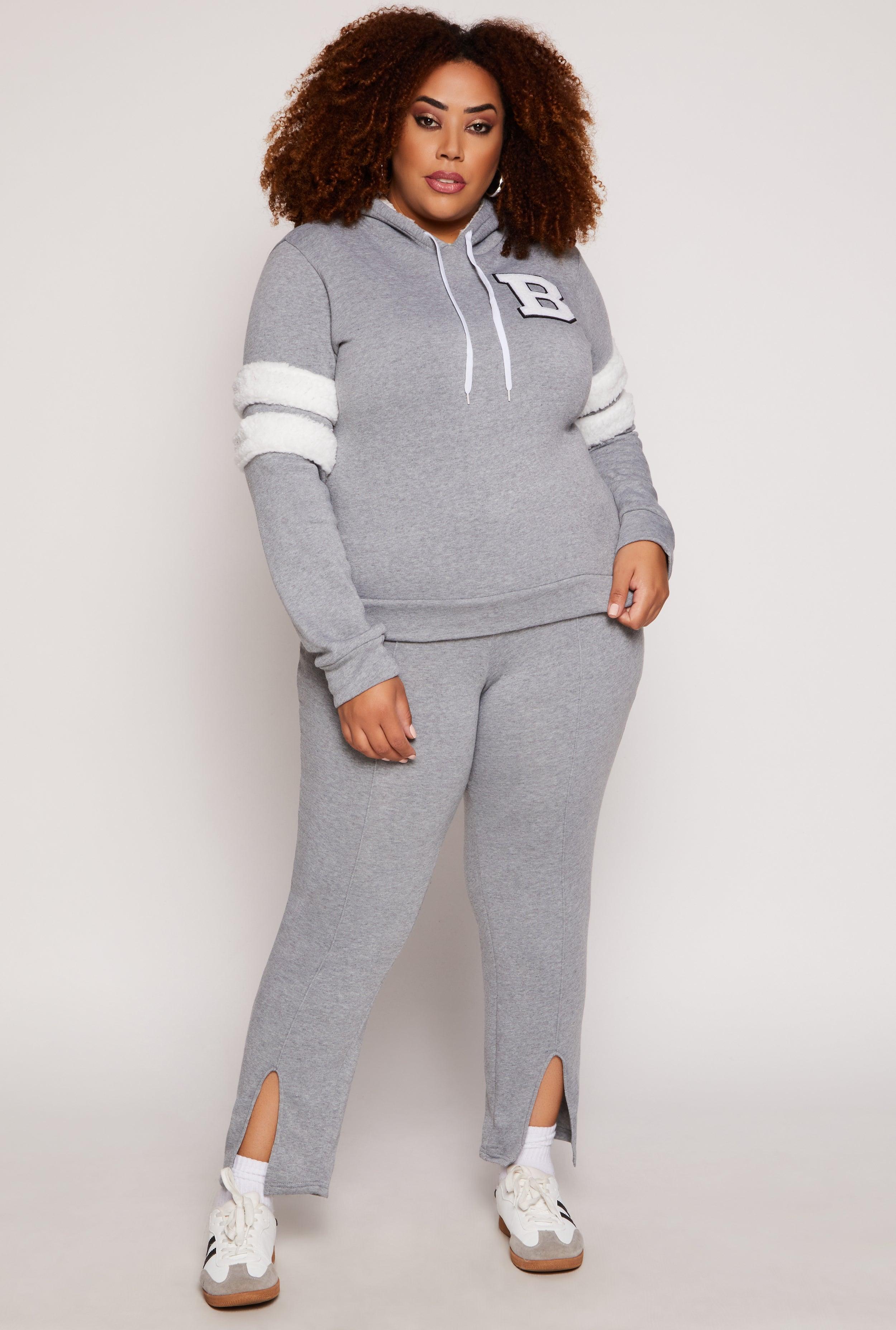 Womens Plus Size Pintuck Slit Hem Sweatpants Product Image