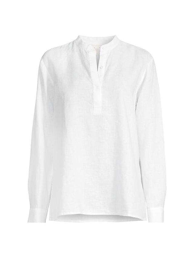 Womens Linen Henley Top Product Image