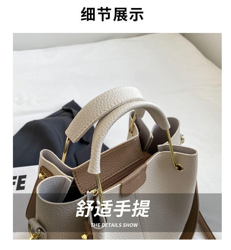 Faux Leather Plain Bucket Bag Product Image