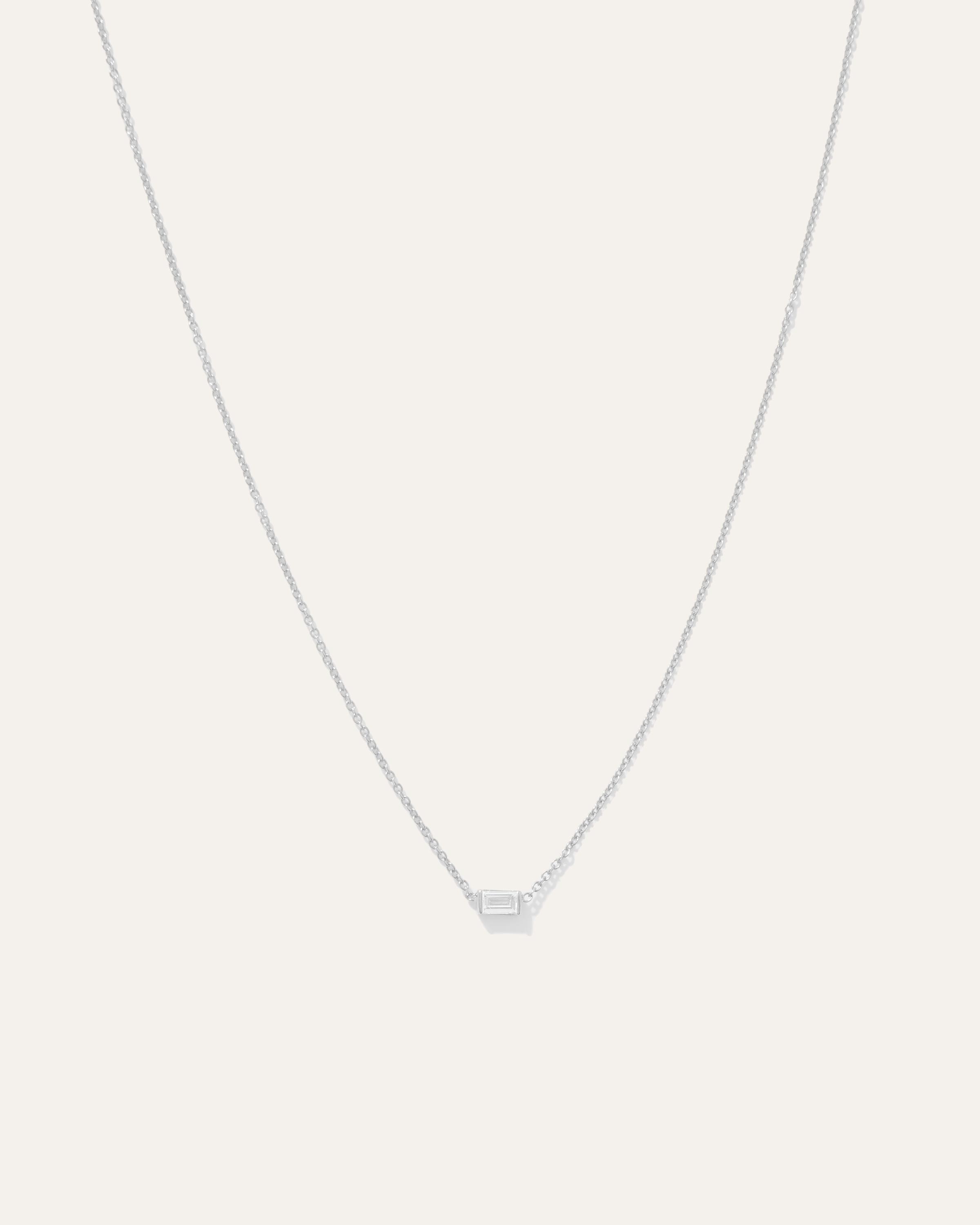 14K Gold Petite Baguette Diamond Necklace Product Image