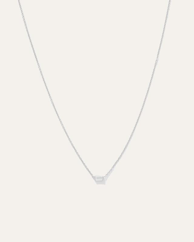 14K Gold Petite Baguette Diamond Necklace Product Image