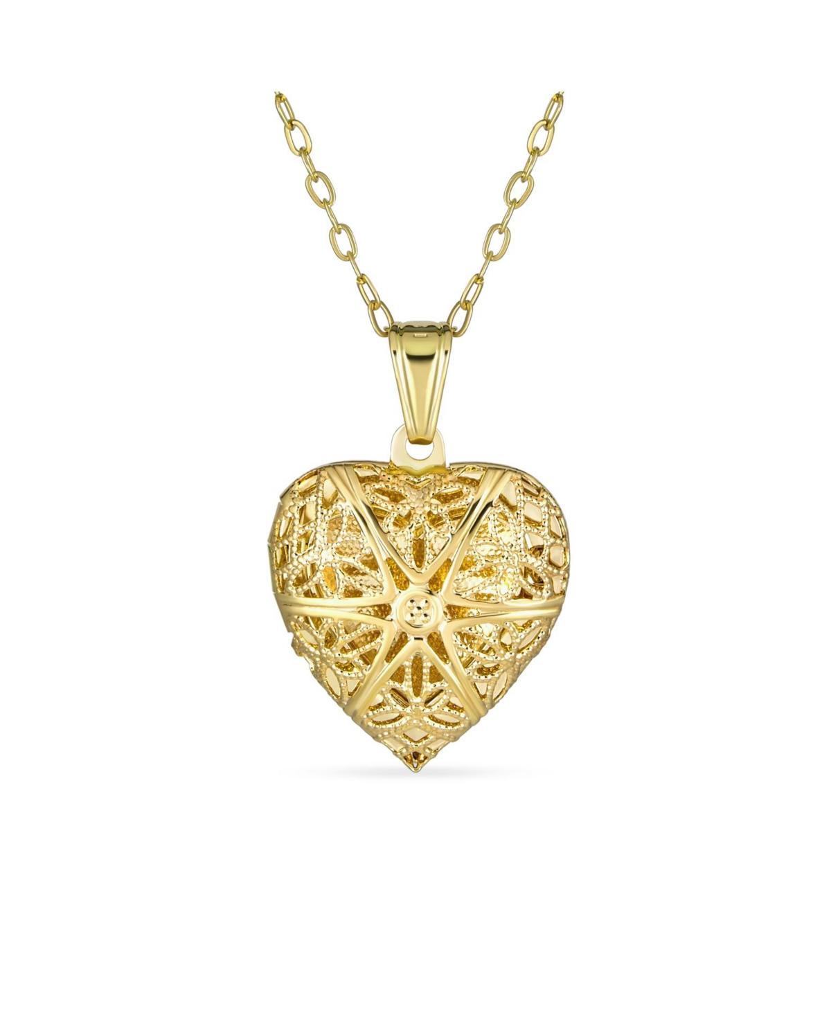 Bling Jewelry Filigree Star Heart Shape Aromatherapy Essential Oil Perfume Diffuser Locket Necklace For Women 18K Gold Plated Product Image