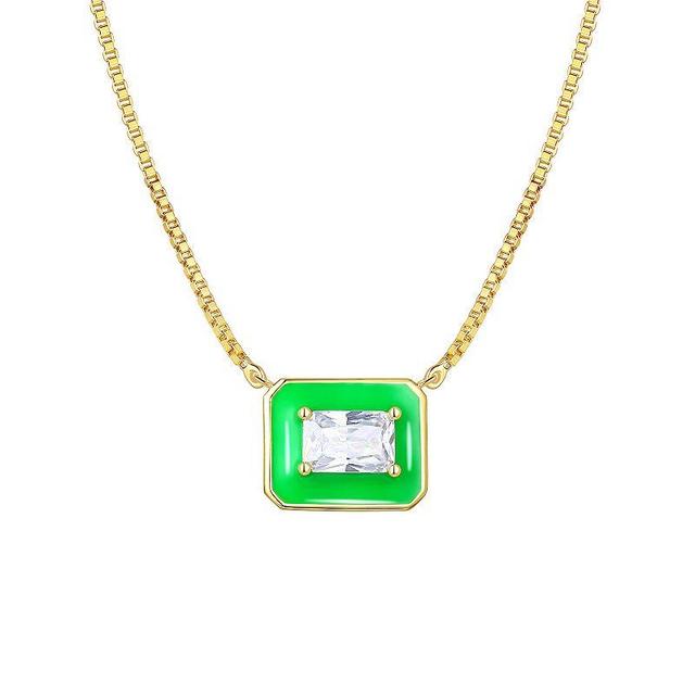 Enamorata Green Enamel & Cubic Zirconia Baguette Necklace, Womens Gold Tone Green Product Image