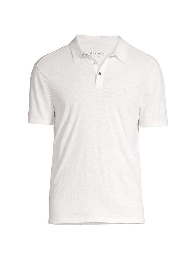 John Varvatos Victor Short Sleeve Slub Cotton Polo w/ Peace Sign Embroidery K5787Y2 (Salt) Men's Clothing Product Image