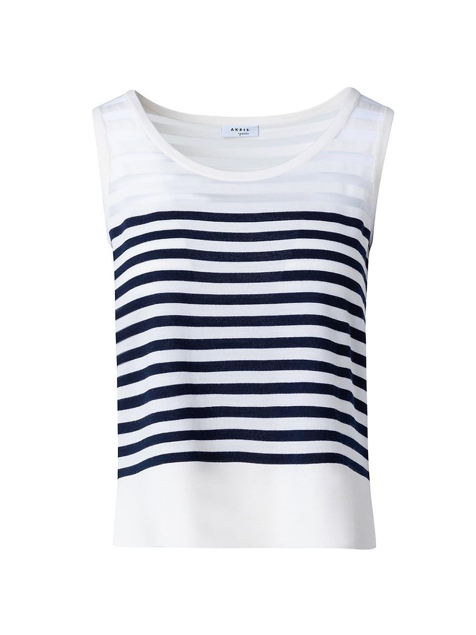 Womens Striped Wool-Blend Knit Tank Product Image