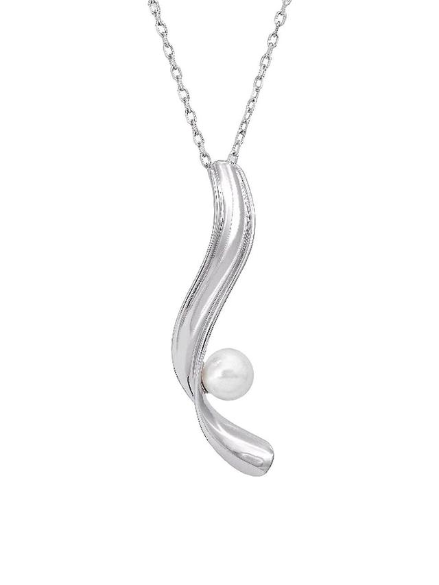 Womens Elia Rhodium-Plate & Faux Pearl Pendant Necklace Product Image