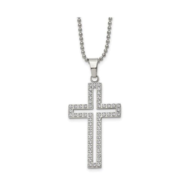 Chisel Polished with Cz Cut outcross Pendant on a Ball Chain Necklace Product Image