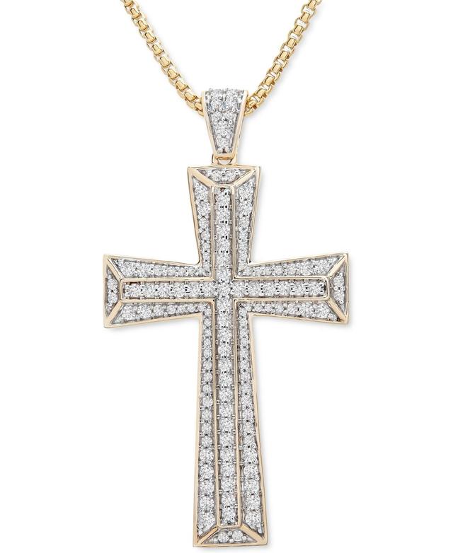 Mens Diamond Cross 22 Pendant Necklace (1 ct. t.w.) in 14k Gold-Plated Sterling Silver or Sterling Silver Product Image