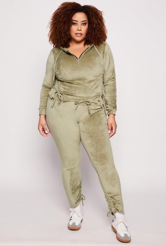 Womens Plus Size Velour Ruched Leg Sweatpants Product Image