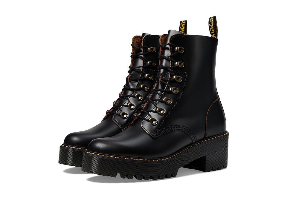 Dr. Martens Leona Smooth Leather Chunky Lug Sole Platform Heel Combat Boots Product Image