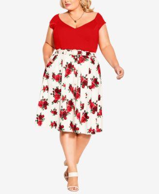 Plus Size Vintage Rose Skirt Product Image