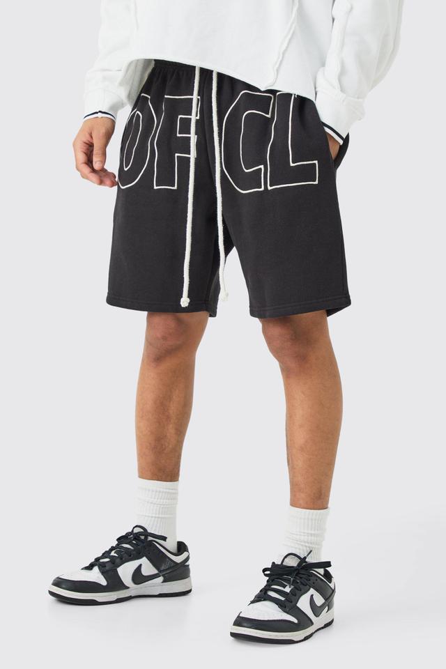 Relaxed Fit Ofcl Applique Short | boohooMAN USA Product Image