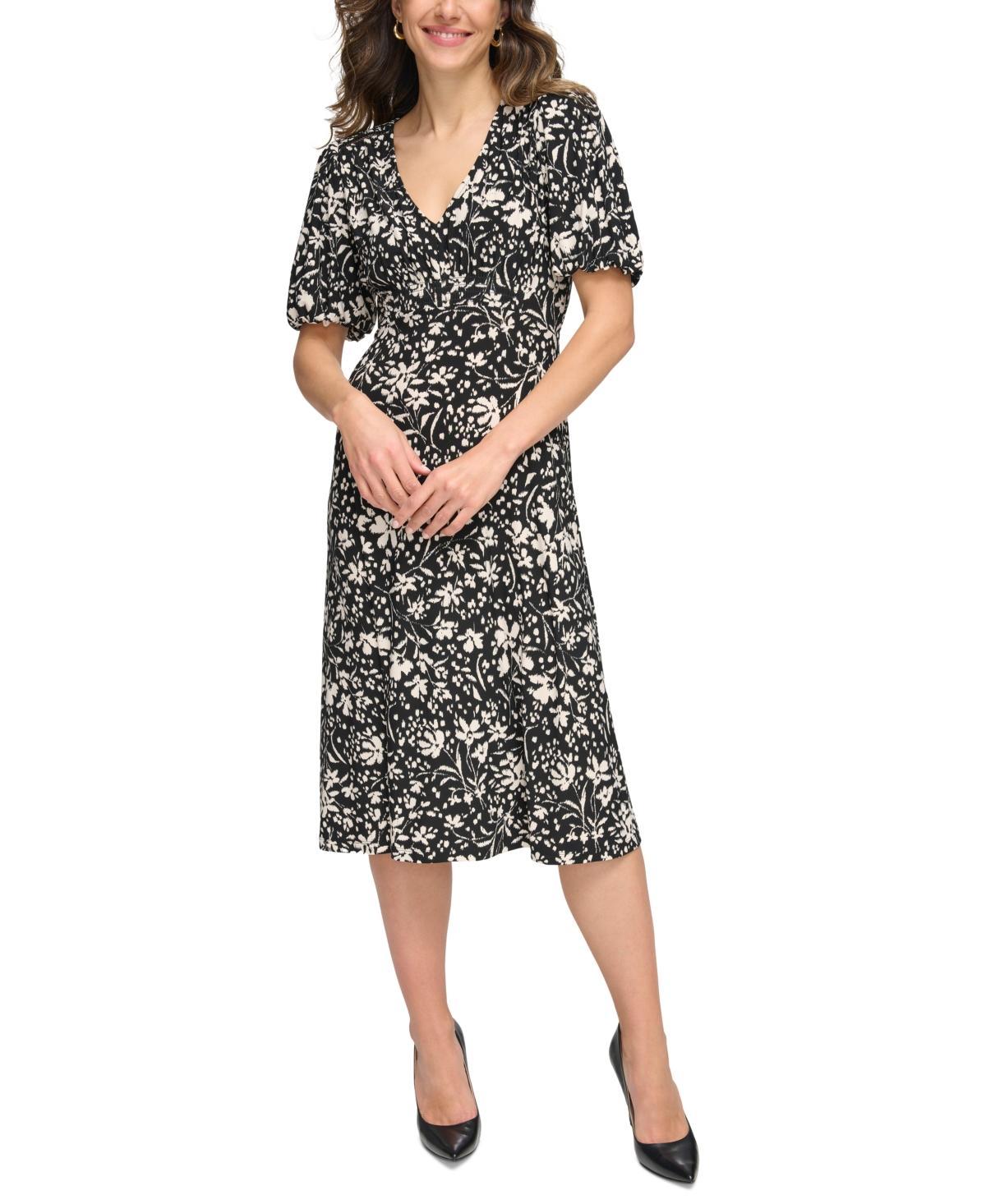 Tommy Hilfiger Womens Floral V-Neck Dress Product Image