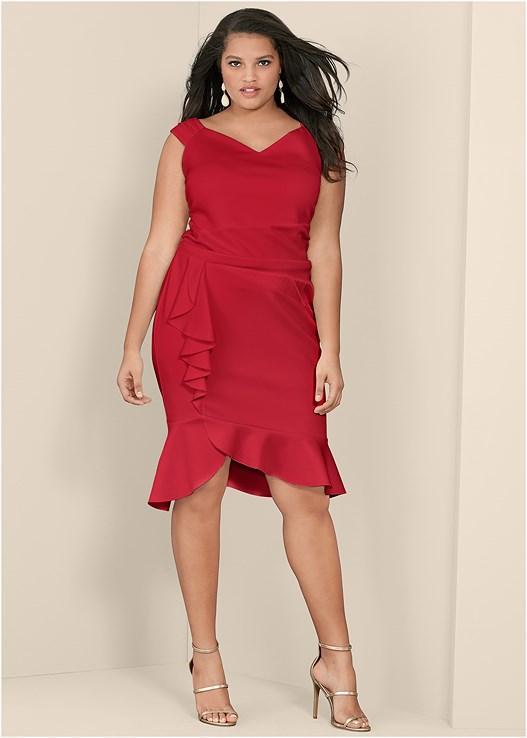 Cap Sleeve Ruffle Detail Dress Product Image