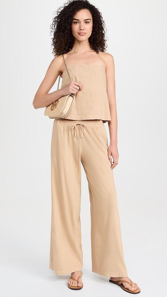 MONROW Linen Wide Leg Pants | Shopbop Product Image