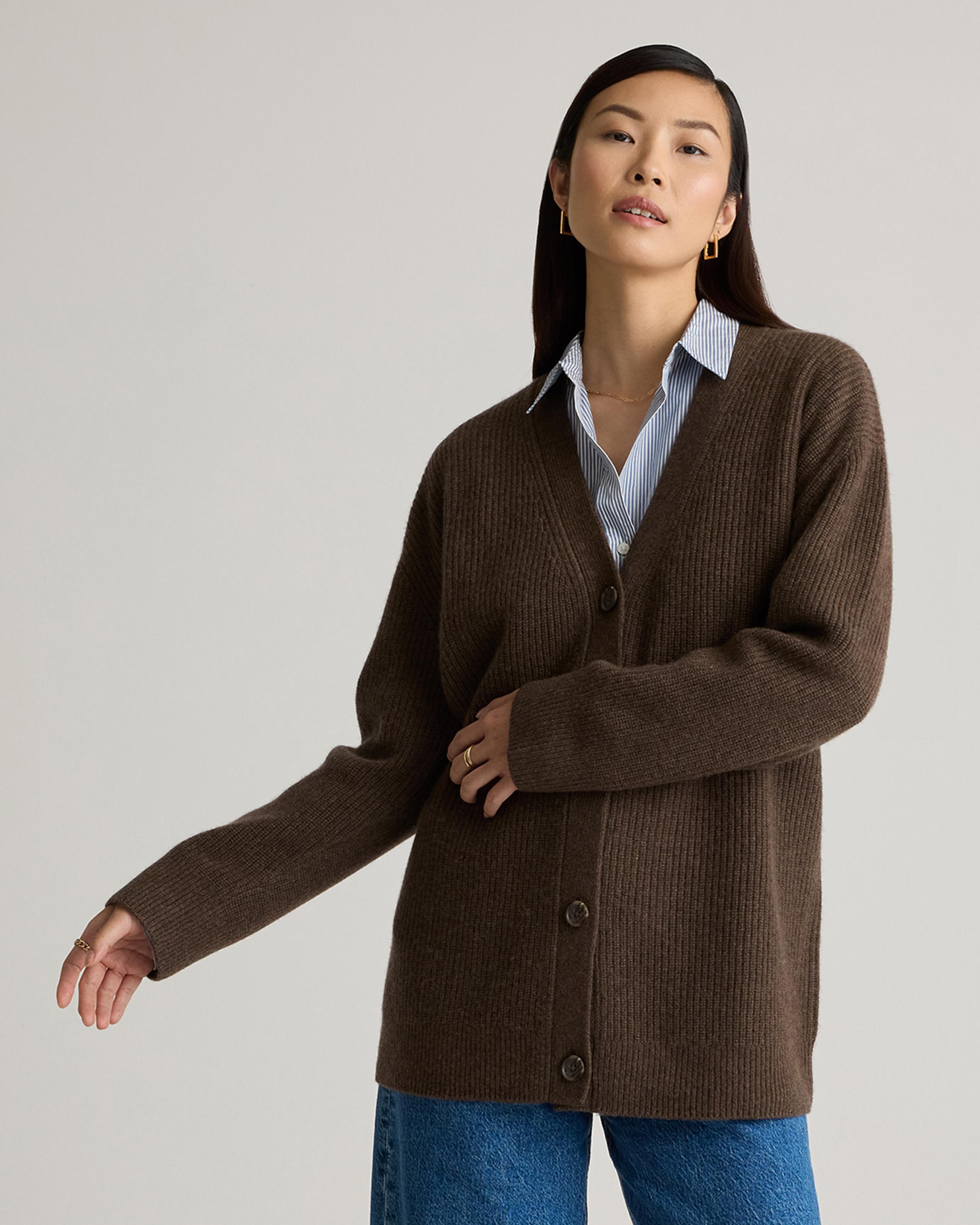 Mongolian Cashmere Oversized Boyfriend Cardigan Sweater Product Image