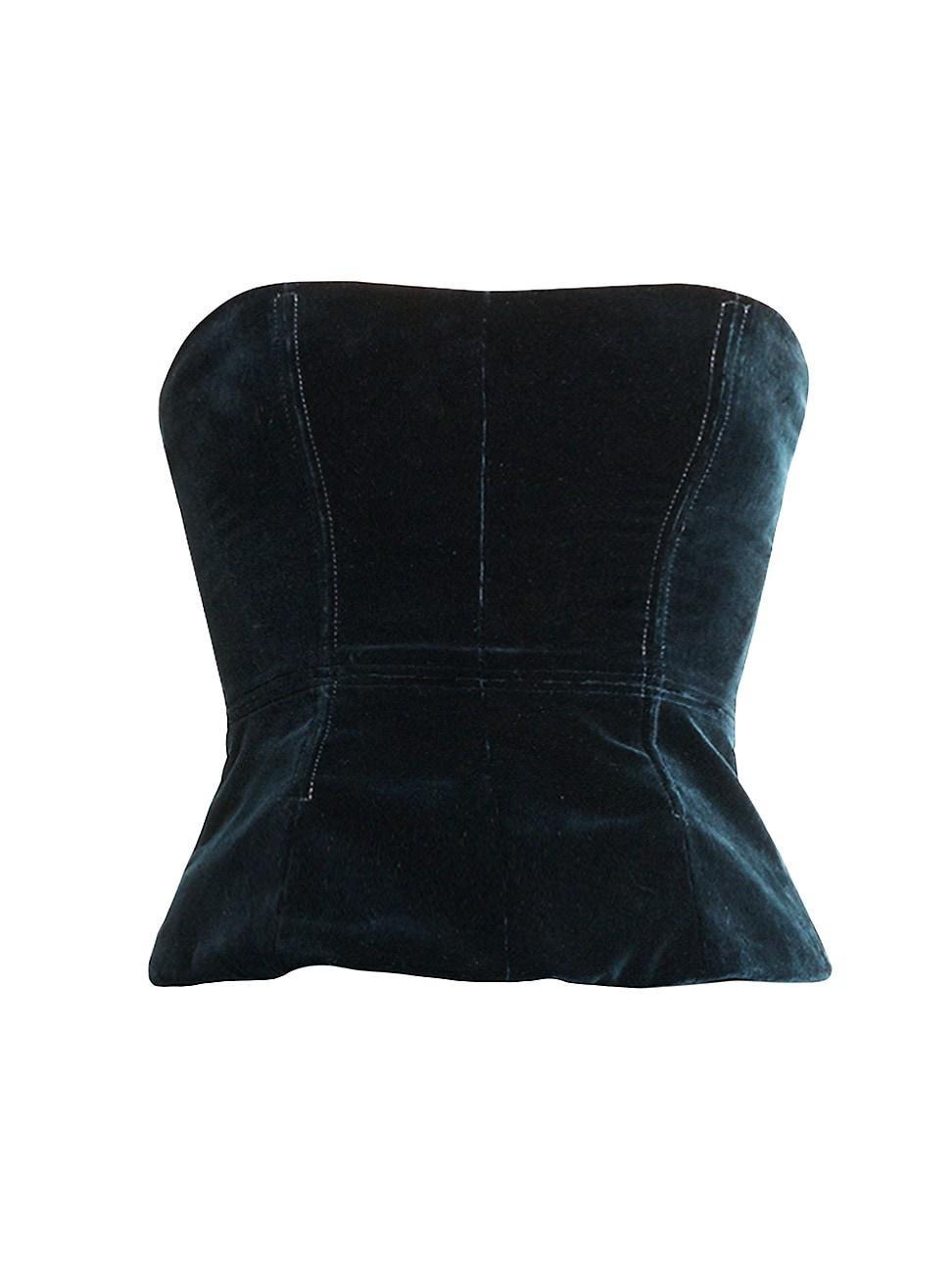 Womens Velvet Strapless Corset Top Product Image