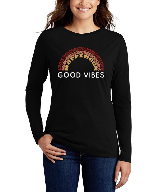 Womens Long Sleeve Word Art Good Vibes T-shirt Product Image