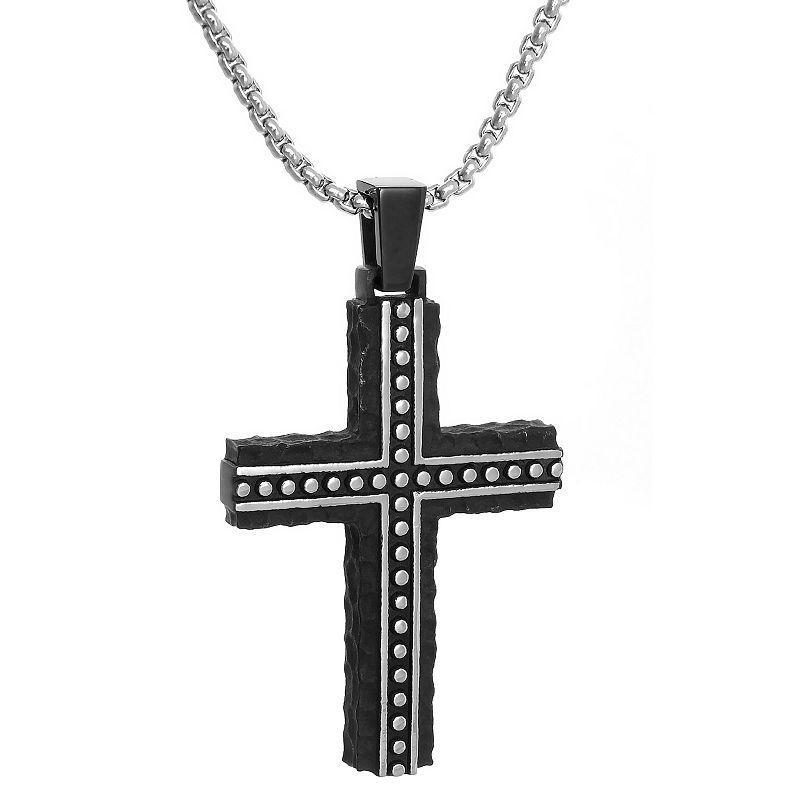 Mens LYNX Two Tone Cross Pendant Necklace Product Image