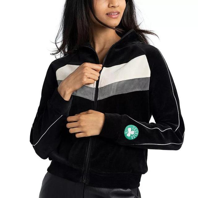 Womens Lusso Boston Celtics Nixie Chevron Color-Block Raglan Full-Zip Track Jacket Product Image