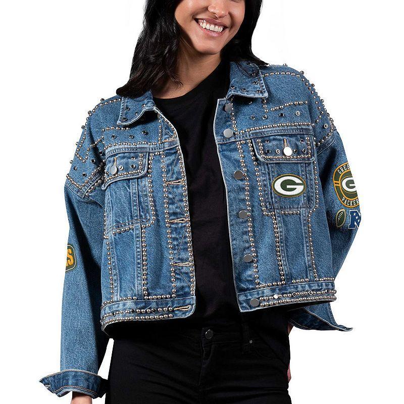 Womens G-iii 4Her by Carl Banks Green Bay Packers First Finish Medium Denim Full-Button Jacket Product Image