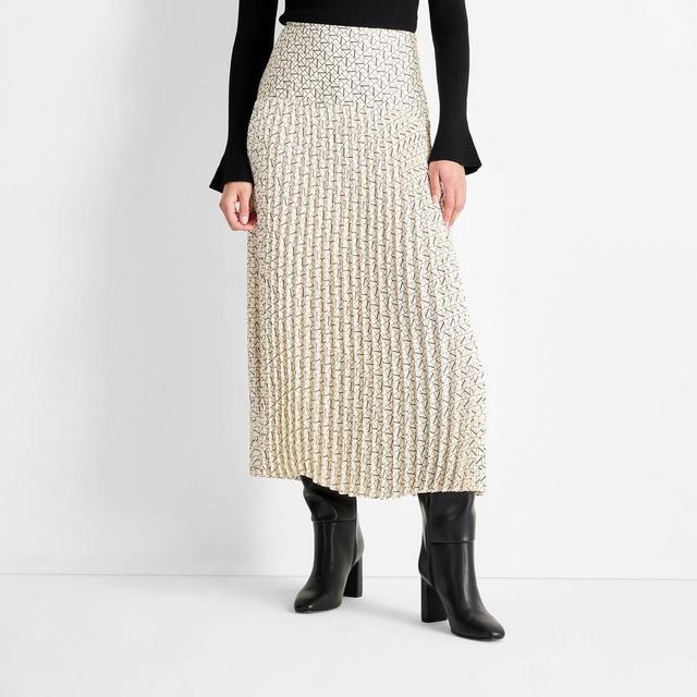 Womens Drop Waist Pleated Ankle Skirt - Future Collective Cream/Black Geo XXS Product Image