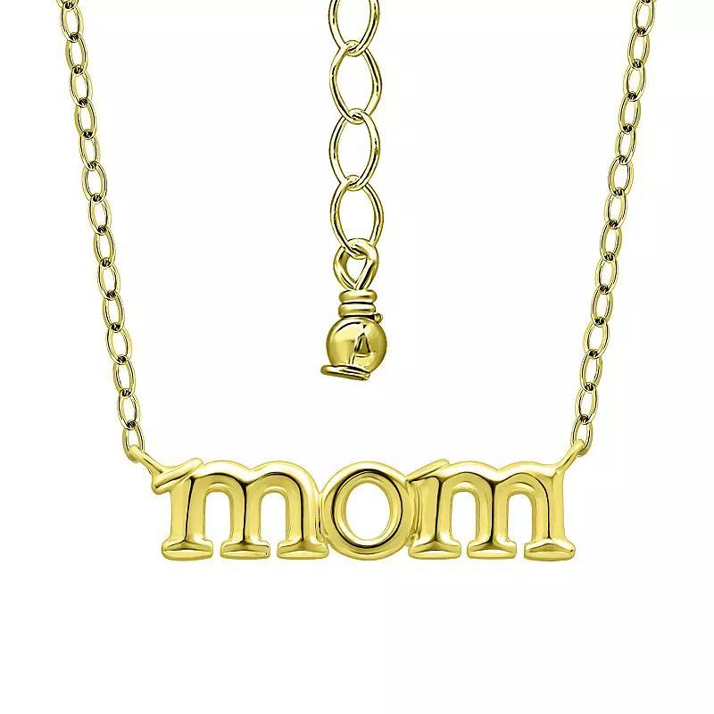 Aleure Precioso Sterling Silver Polished Mom Necklace, Womens Gold Tone Product Image