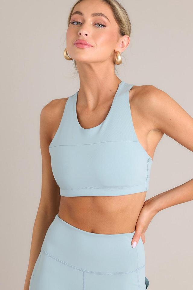 Seasonal Moves Light Blue Sports Bra Product Image