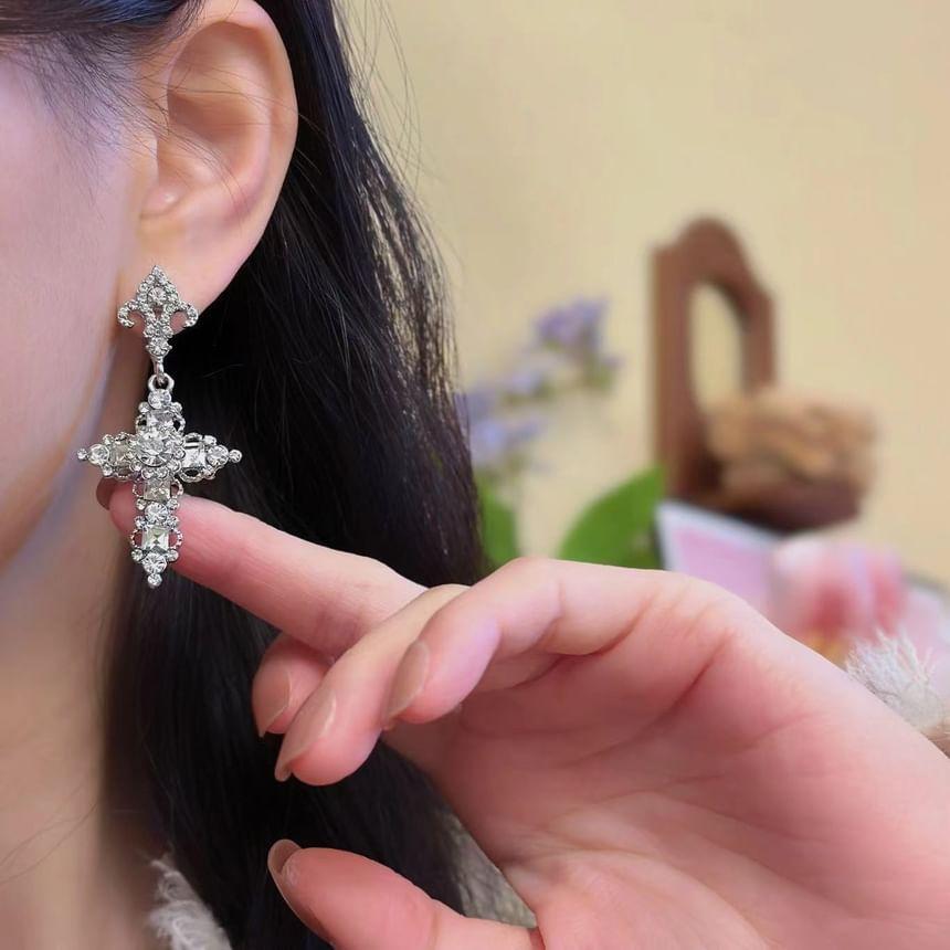 Cross Rhinestone Alloy Drop Earring Product Image