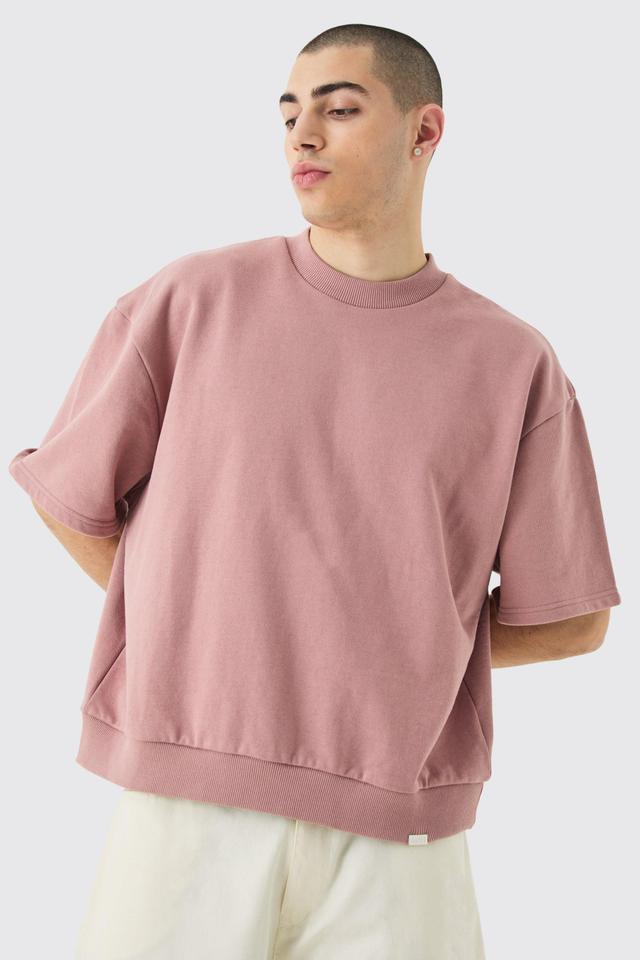 Oversized Boxy Heavyweight Short Sleeve Sweatshirt | boohooMAN USA Product Image