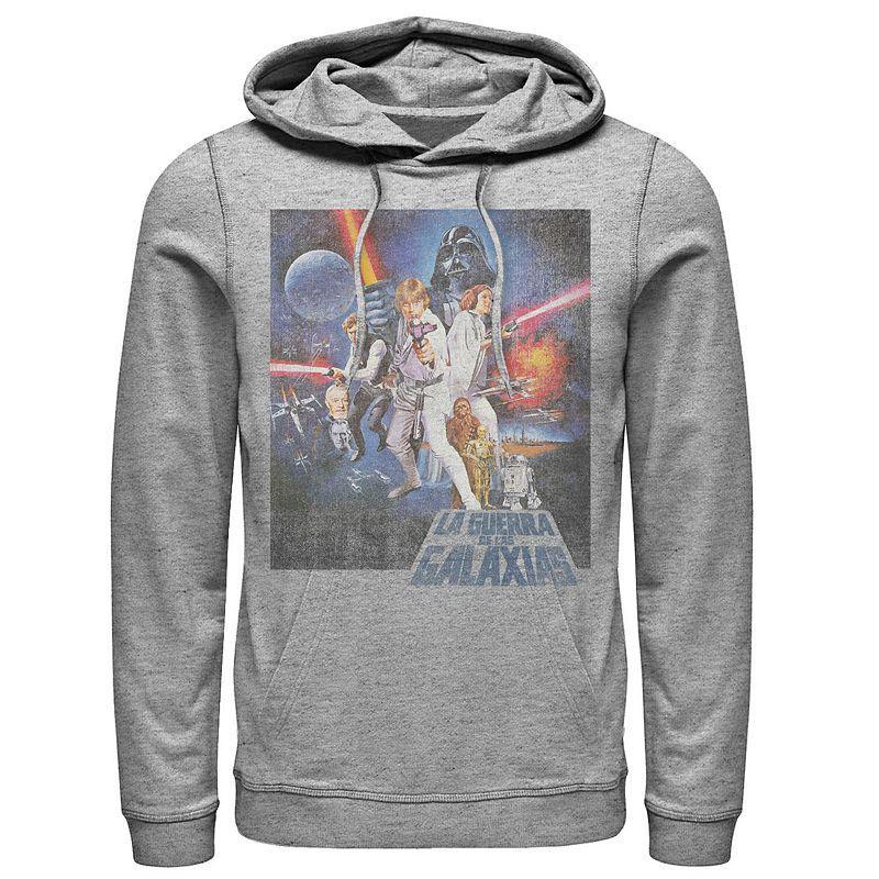 Mens Star Wars La Guerra De Las Galaxias Faded Poster Hoodie Athletic Grey Product Image