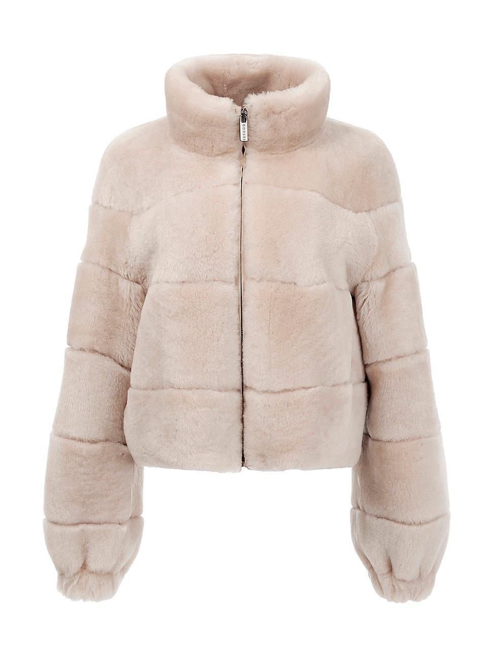 Womens Cropped Shearling Lamb Jacket Product Image