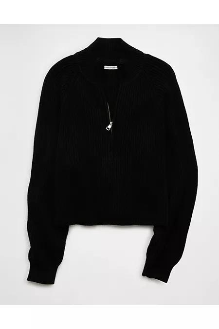 AE Cropped Mock Neck Quarter-Zip Sweater Womens Product Image