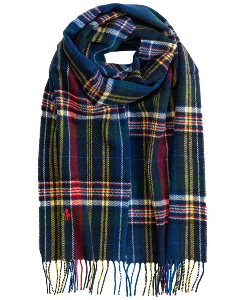 POLO RALPH LAUREN Men's Woolen Plaid Scarf In Royal Multi Product Image