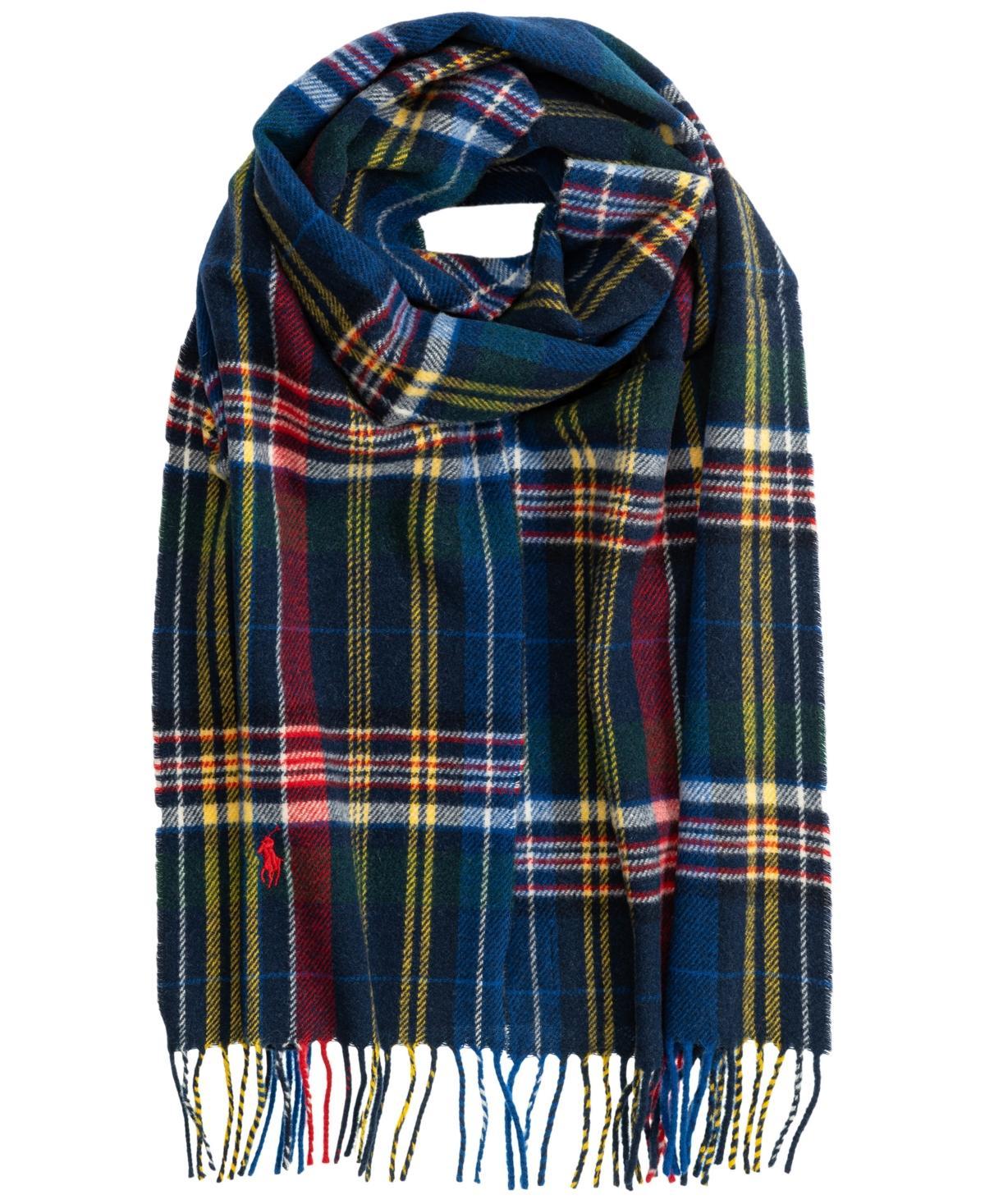 POLO RALPH LAUREN Men's Woolen Plaid Scarf In Royal Multi Product Image