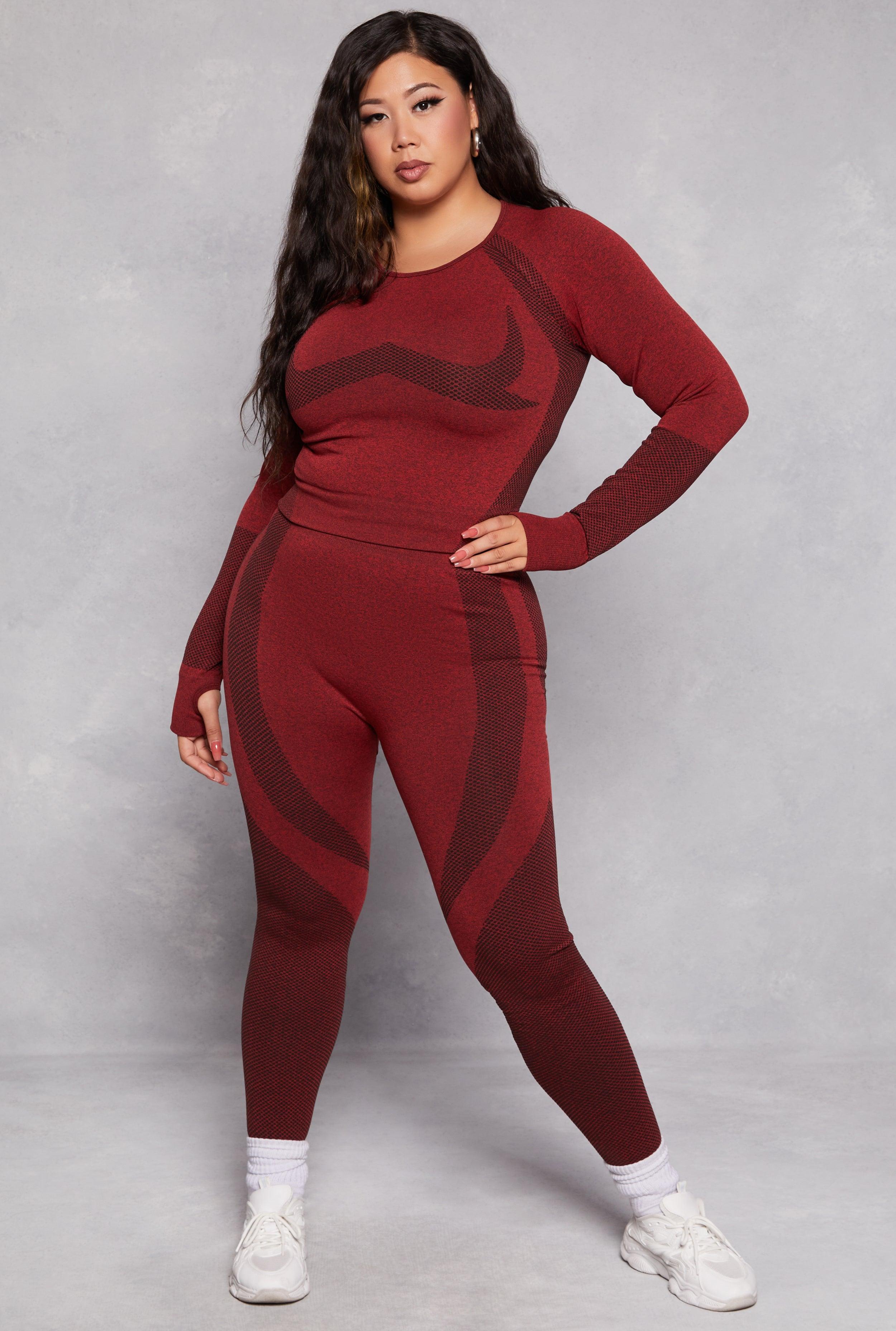 Womens Plus Size Seamless Color Block Active Leggings Product Image