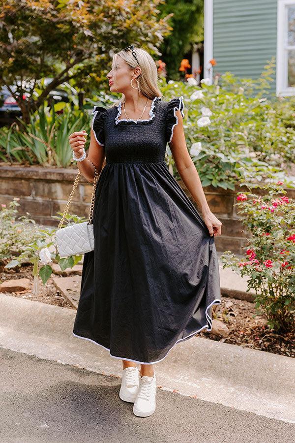 Mimosa Mingle Smocked Midi in Black Product Image