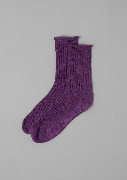 Ribbed Cotton Marl Socks | Amethyst Product Image