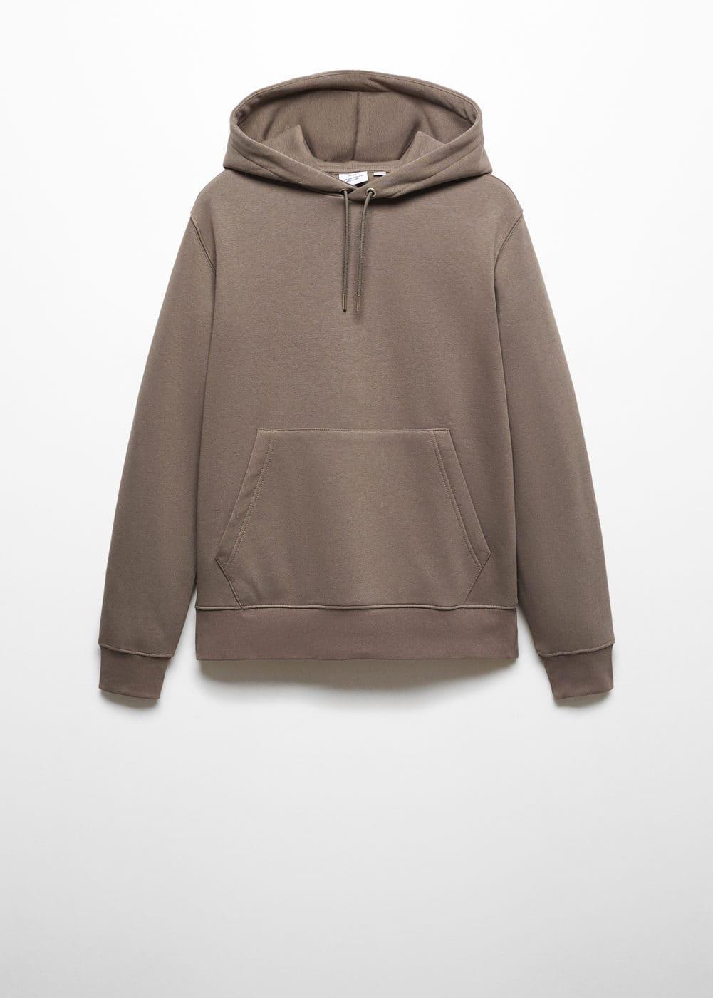 MANGO MAN - Cotton kangaroo-hooded sweatshirt mink greyMen Product Image