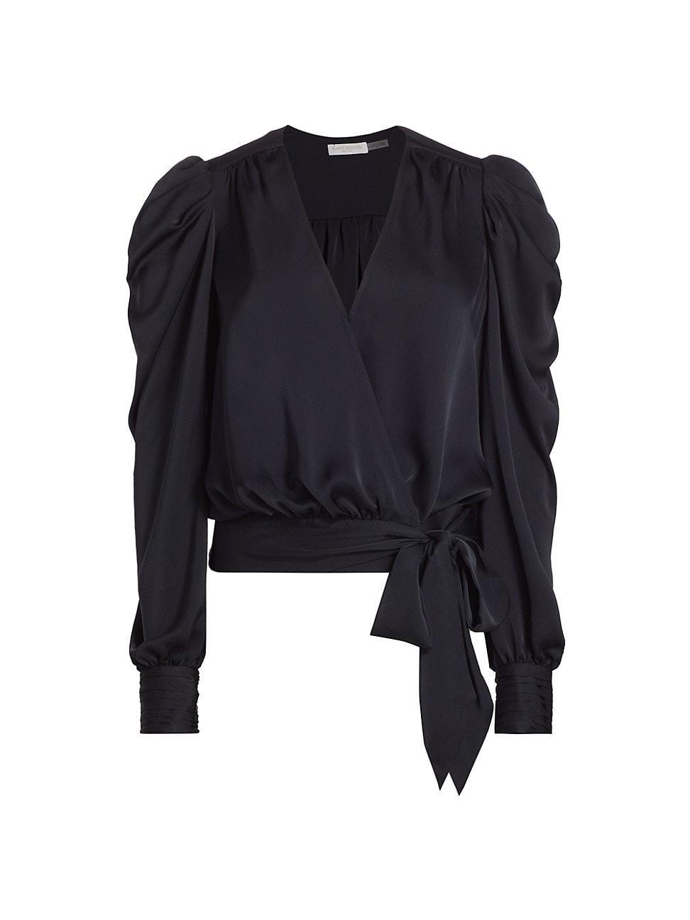 Ramy Brook Pauline Satin Wrap Front Blouse Product Image