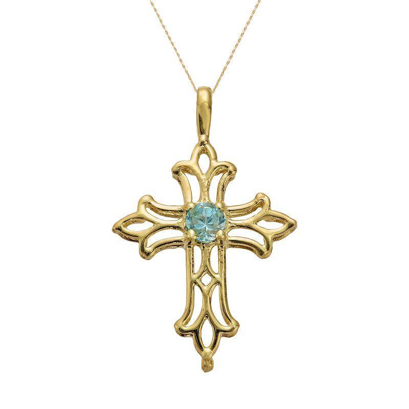 Gemminded 10k Gold Citrine Filigree Cross Pendant, Womens Orange Product Image