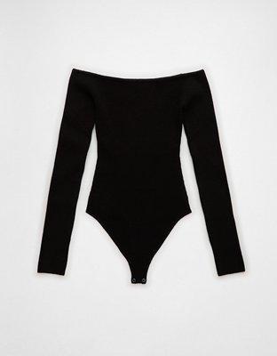 AE Long-Sleeve Off-The-Shoulder Sweater Bodysuit Product Image