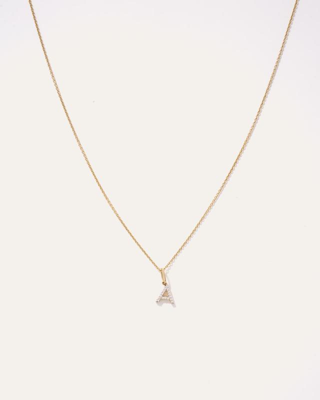 14K Gold Diamond Letter Pendant Necklace Product Image