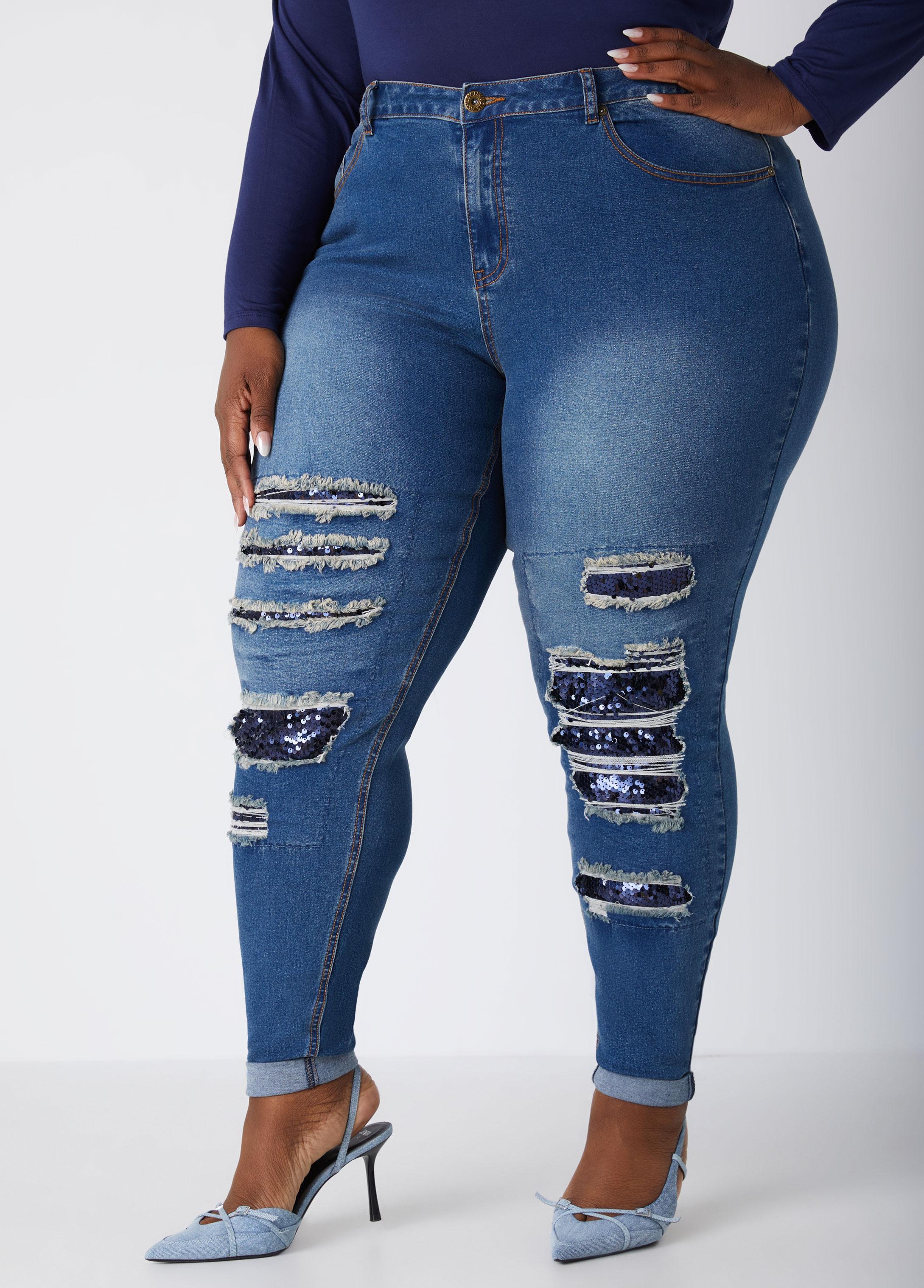 Sequined High Rise Skinny Jeans product image