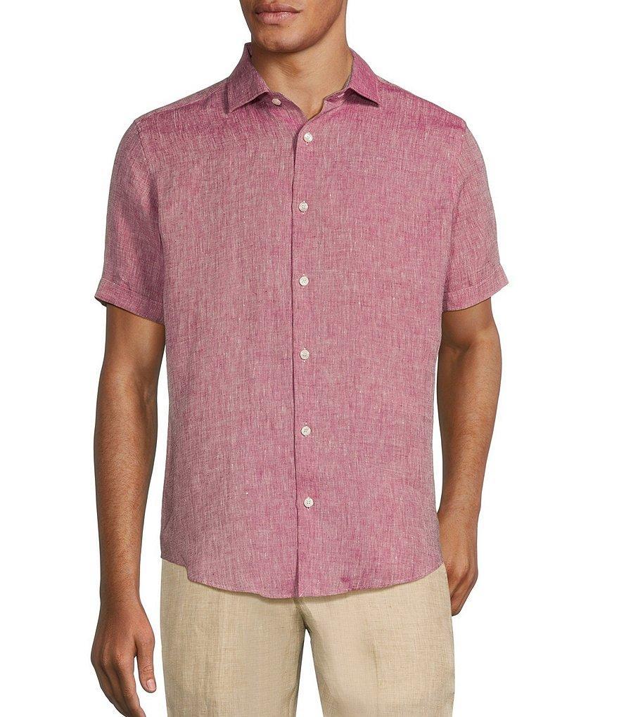 Murano Baird McNutt Linen Solid Short Sleeve Woven Shirt Product Image