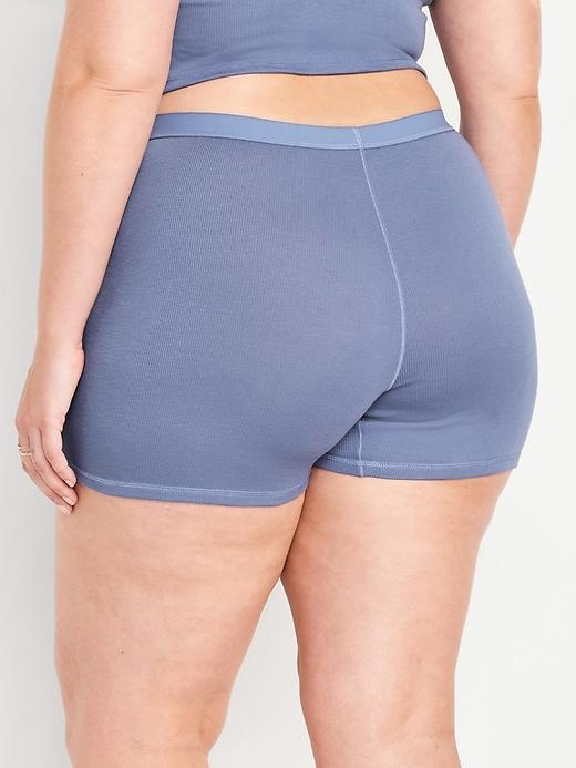 High-Waisted Ribbed Boyshort Briefs -- 3-inch inseam Product Image