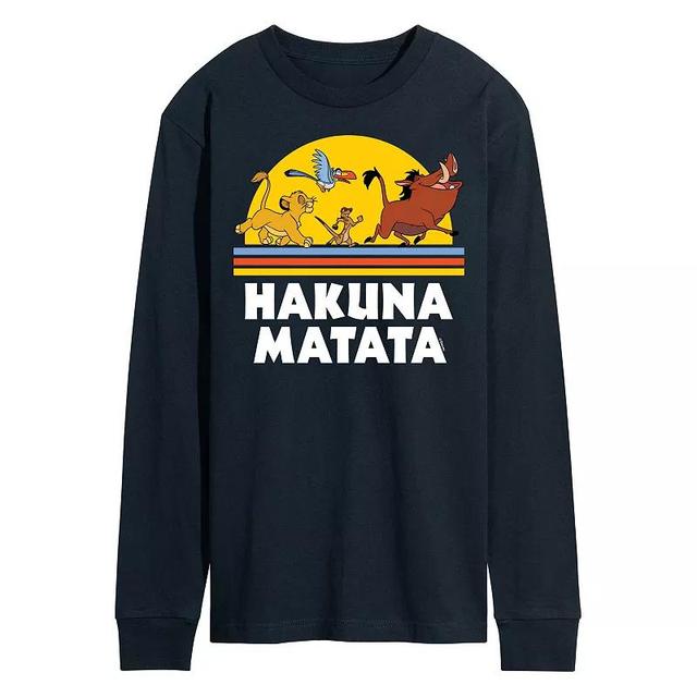 Disneys The Lion King Mens Hakuna Matata Sunset Long Sleeve Graphic Tee Blue Product Image