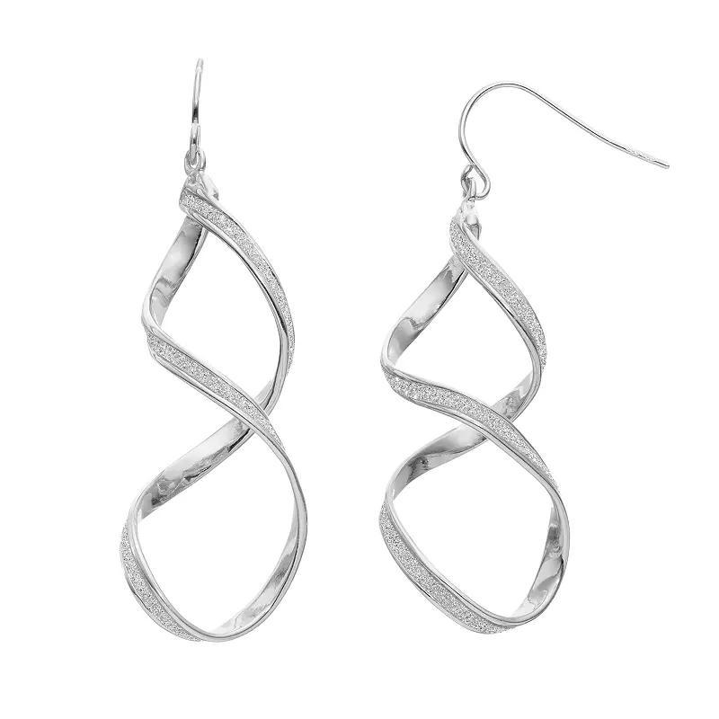 Sterling Silver Twist Drop Earrings, Womens, White Over Silver Product Image